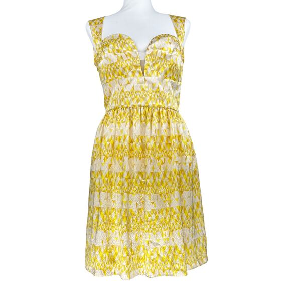 Opening Ceremony Yellow Silk Dress Size M Geometric Print - Picture 1 of 8